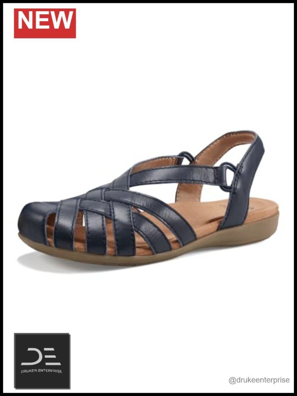 Earth Berri Fisherman Sandals Women's Flat Casual Leather Bungee Closure